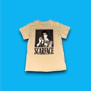 SCARFACE Tony Montana Men's small beige T- Shirt